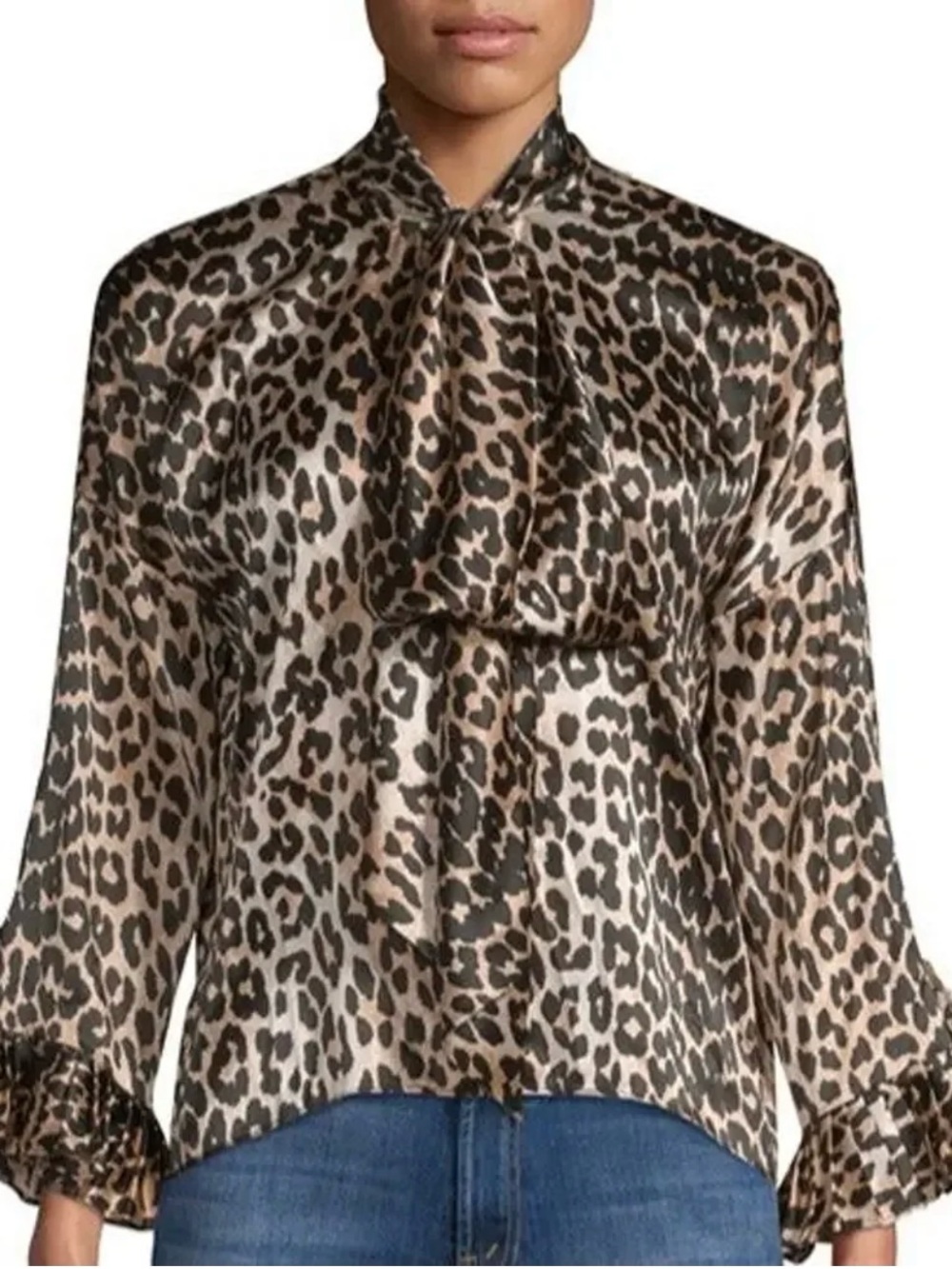 Ganni Calla 100% silk leopard print maximalist blouse size AU 38/ US 6